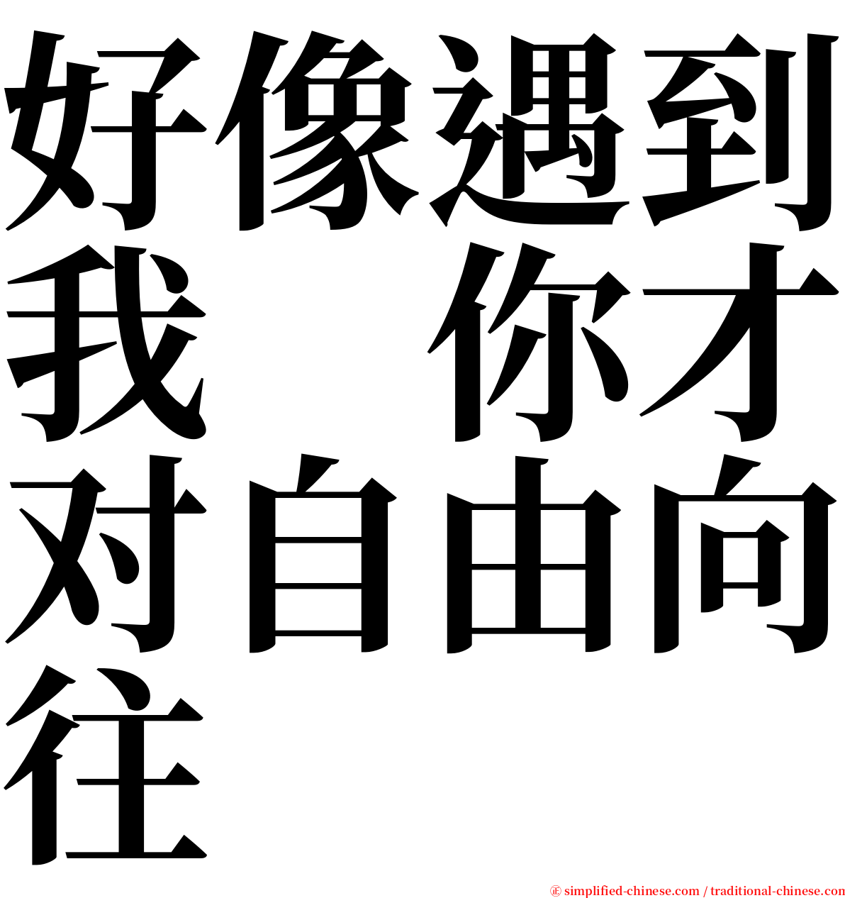 好像遇到我　你才对自由向往 serif font